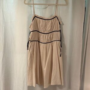 Cream Spaghetti-Strap Mini Dress with Black Contrast Trim